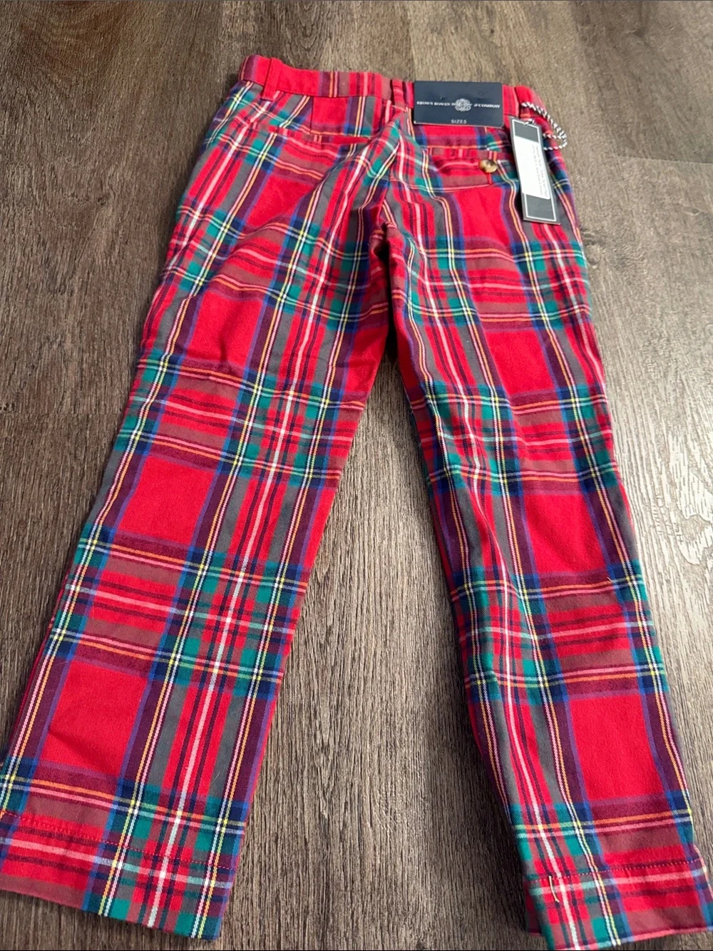Brown Bowen Boys 5 Tybee Tartan Plaid Palmetto Chino Pants Red Holiday Classic